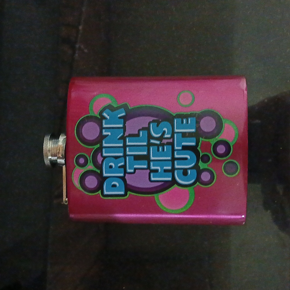 Drink til he's cute flask